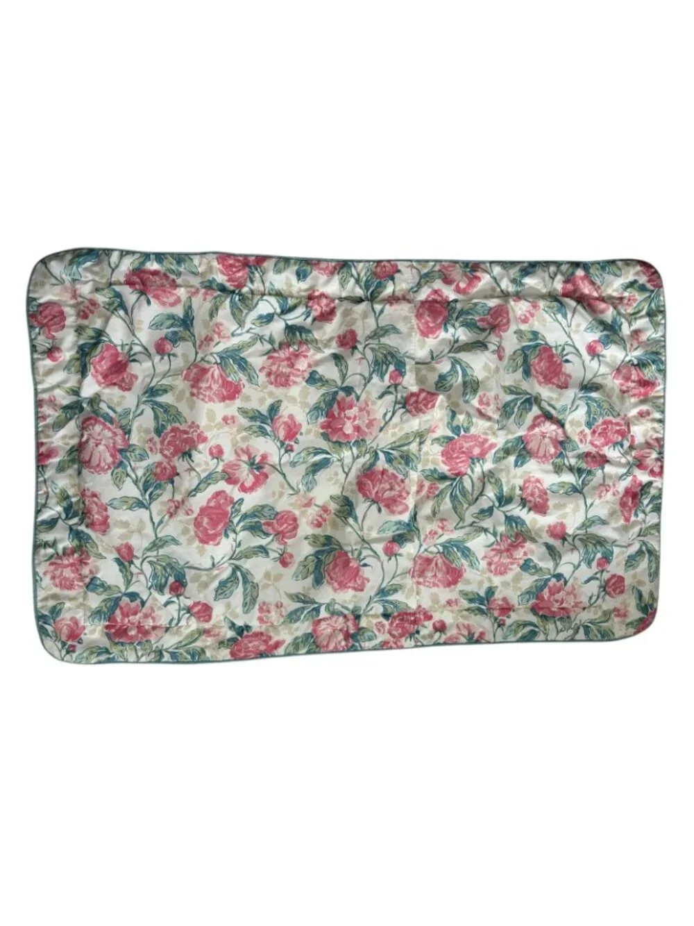 Vtg 90s Laura Ashley King Sham Peony Floral Print 24 x 40 USA Romantic